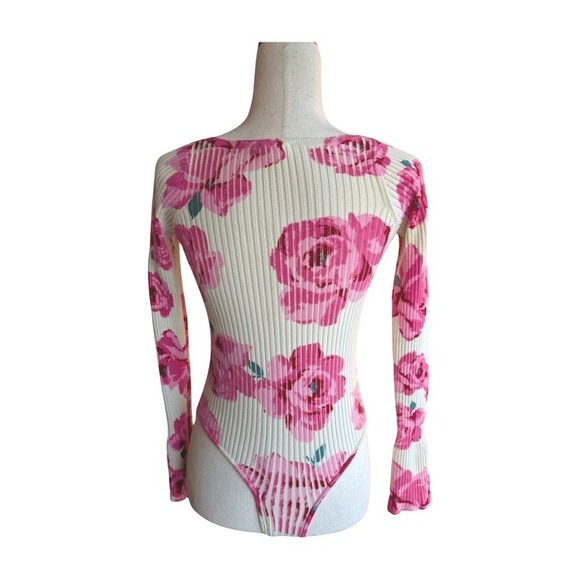 Free People Lover to Lover Ribbed Floral Print Square Neck Long Sleeve Bodysuit - Picture 5 of 10